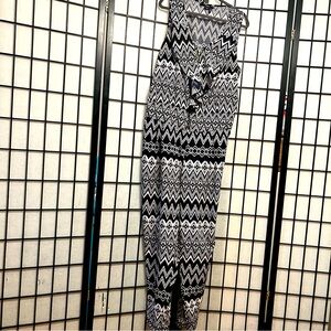 Toxik3 Black White Tribal Pattern Sleeveless Jumpsuit